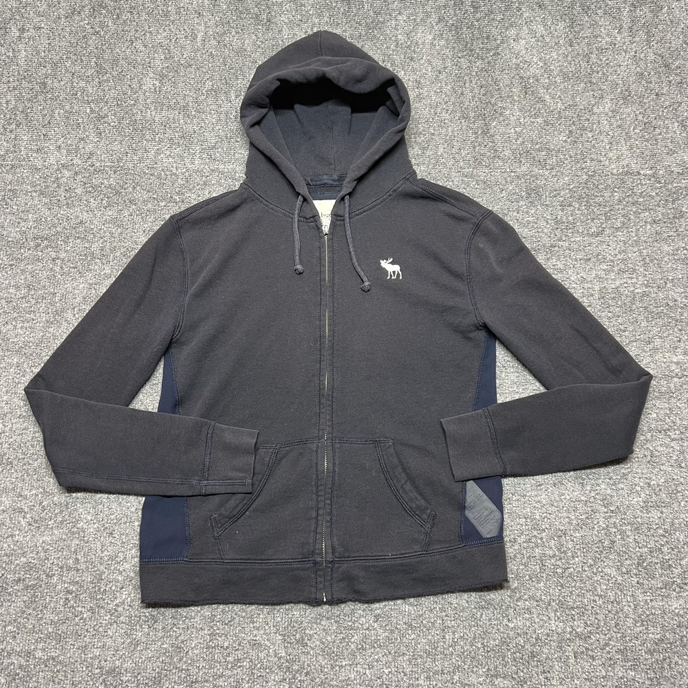 Abercrombie & Fitch Hoodie Womens Small Blue Full Zip Moose Logo